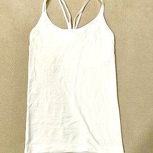 White camisole tank with lined bra shelf